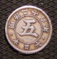 名称：日本五钱铜币
分类：其他国铜币
       → 日本铜币